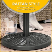 Outsunny 21 lbs. Market Umbrella Base Holder 18" Heavy Duty Round Parasol Stand with Rattan Design for Patio, Black(m-6)