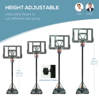 Soozier Portable Basketball Hoop System Stand Simple Lift Function from 8-10ft Adjustable for Youth Adults Indoor Outdoor Play(m-4)