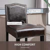 HOMCOM 2 Pieces Retro Style Bar Stools Tall Chair with Back  Footrest for Home Pub(m-5)