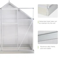 Outsunny 6' x 4' Hobby Greenhouse, Walk-in Polycarbonate Hot House Kit with Aluminum Frame, Sliding Door, Roof Vent, Silver(m-7)