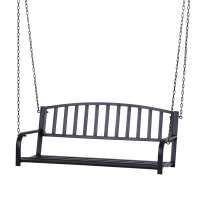 Outsunny 50" Porch Swing Patio Swing Chair Hanging Bench Outdoor Glider Chair with Chain Black(m-11)