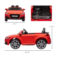 Aosom 6V Kids Electric Ride On Car, Licensed Audi TT RS with Suspension System and Remote Control, Horn, 5 Songs, Lights, MP3 Player, Red(m-3)