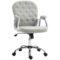 Vinsetto Button Tufted Desk Chair, Home Office Chair with Padded Armrests, Adjustable Height and Swivel Wheels, Gray(m-11)