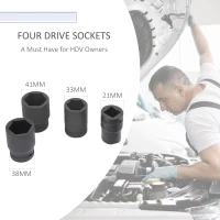 HOMCOM 7pcs Torque Multiplier Socket Wrench Set Lugnut 41 38 33 21 Sockets 4800N/M 1:58 Labor Saving(m-4)