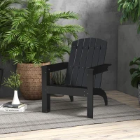 Outsunny Adirondack Chair Patio Muskoka Chair, Outdoor Poplar Wood Fire Pit Chair, Pre-Assembled Backrest Chaise Adirondack with High-back, Large Seat, for Deck, Garden, Black(m-8)