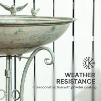 Outsunny Metal Bird Bath for Outdoors, 31" Tall Round Birdbath with Bird Statues and Decorative Stand, Freestanding Bird Feeder for Garden, Yard, Patio Decor, Bronze(m-6)