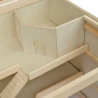 PawHut Wooden Hamster Cage Rat Cage with Slide, Tray, Natural Wood(m-9)