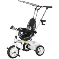 Qaba 6 in 1 Kids Tricycle with Removable Handlebar and Canopy, White(m-2)