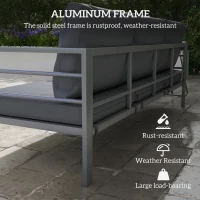 Outsunny Aluminum Garden Sofa, 3-Person Outdoor Couch, Backyard Furniture for 3-person with Cushions, 72.8" x 26" x 25.2", Grey(m-4)