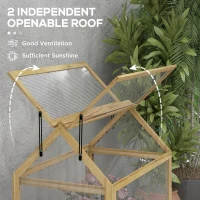 Outsunny Raised Garden Flower Bed Kit with Greenhouse, Wooden Cold Frame Planter, 35.5" x 22.5" x 38.25", Natural(m-7)