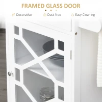 HOMCOM Kitchen Cart on Wheels, Rolling Kitchen Island with Drawer, Glass Door, Towel Rack and Adjustable Shelf, White(m-6)