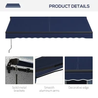Outsunny 10' x 8' Retractable Awning, 280gsm UV Resistant Sunshade Shelter for Deck, Balcony, Yard, Blue(m-8)