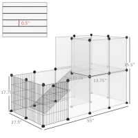 PawHut Pet Playpen DIY Small Animal Cage Portable Plastic Yard Fence for Rabbit Chinchilla Hedgehog Guinea Pig, 14 x 18 in(m-3)