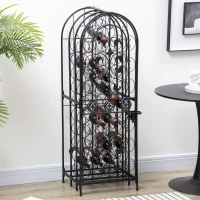 HOMCOM 45 Bottle Wrought Iron Wine Rack Jail with Lock - Black(m-6)