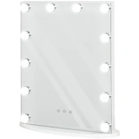 HOMCOM, Hollywood Lighted Makeup Mirror with 12 Dimmable LED Bulbs, 3 Color Lighting Modes, Touch Control Design for Cosmetic Dressing Table, White(m-11)