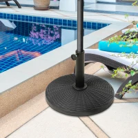 Outsunny 25 lbs Market Umbrella Base Holder 17.5" Round Parasol Stand with Rattan Design for Patio, Outdoor, Backyard, Black(m-1)