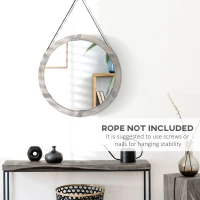 HOMCOM 30.75" Wood Wall Mirror, Farmhouse Decorative e Round Mirror for Wall Decor in Living Room, Bedroom, Natural Wood Color(m-6)