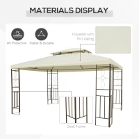 Outsunny 10x13ft Steel Gazebo Sun Shelter Patio Outdoor Party Event Canopy Vented Roof Cream White(m-6)