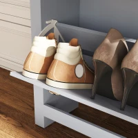 HOMCOM Entryway Shoe Cabinet with 2 Flip Drawers and Adjustable Shelves, 12 Pair Shoe Storage Organizer for Hallway, Grey(m-9)