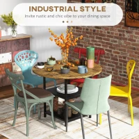 HOMCOM Round Kitchen Table for 4-6 People, 39.4 Inch Industrial Dining Table with Storage Shelves, Rustic Brown(m-4)