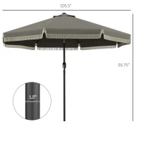 Outsunny 9ft Patio Umbrella Outdoor Table Umbrella w/ Tilt, Crank, Ruffled, 8 Ribs for Garden, Deck, Pool, Dark Gray(m-3)