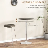 HOMCOM Adjustable Bar Table for 2, Round Pub Table with PE Rattan Top and Steel Base for Home Bar, Small Dining Room, Brown(m-4)