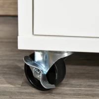 HOMCOM Printer Stand Home Office Mobile Storage Cabinet Organizer Desktop with Caster Wheels, 2 Locking Breaks and Drawer, White(m-9)