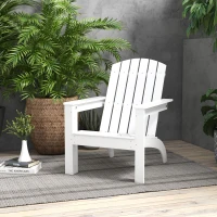 Outsunny Adirondack Chair Patio Muskoka Chair, Outdoor Poplar Wood Fire Pit Chair, Pre-Assembled Backrest Chaise Adirondack with High-back, Large Seat, for Deck, Garden, White(m-8)