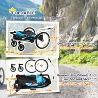 Aosom 2-in-1 Pet Bike Trailer, Dog Stroller, Foldable Carrier with Wheels for Puppies, Cats, Camping, Hiking, Biking, Blue(m-6)