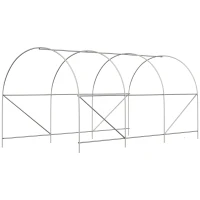Outsunny 14.6' x 6.6' x 6.6' Walk-In Tunnel Greenhouse, Large Garden Hot House Kit with 6 Roll-up Windows & Roll Up Door, Steel Frame, White(m-7)