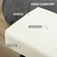 HOMCOM 39" Upholstered Ottoman Bench, Corduroy Entryway Bedroom Bench with Padded Seat and Steel Legs for Bedroom, Cream White(m-4)
