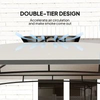 Outsunny 8' x 5' Outdoor Grill Gazebo, Double Tiered Barbecue Grill Gazebo Shelter with 2 Side Shelves and Hook, Light Grey(m-4)