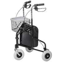 HOMCOM Upright Walker Up Rollator, Rolling Walker with Wheels, Storage Bag, Tray, Adjustable Handle Height, Black(m-2)
