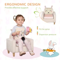 Qaba Kids Sofa, Toddler Armchair and Couch with Rabbit Ear Backrest and Wooden Legs for  Preschool, Bedroom, Kindergarten, Cream(m-5)