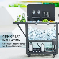 Outsunny 104 Quart Large Capacity Outdoor Cooler Cart, Patio Rolling Ice Chest with Bottle Opener Shelves Wheels, Gray(m-5)