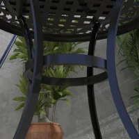 Outsunny Patio Table, Round Side Table with Cast Aluminium Frame, Adjustable Feet for Patio, Garden, Balcony, Black(m-9)