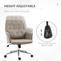Vinsetto Microfiber Home Office Chair, Tufted Height Adjustable Computer Desk Chair with Swivel Wheels and Padded Armrests, Light Gray(m-4)