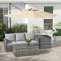 Outsunny 10 FT Cantilever Umbrella, Aluminum Hanging Offset Umbrella with 360°Rotation, Crank, Tilt, Cross Base, Khaki(m-8)