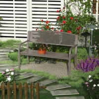 Outsunny 50" Steel Garden Bench Outdoor Patio 2-Person Park Seat Yard Furniture Loveseat Brown(m-1)