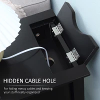 HOMCOM Flip Top End Table, Side Table with Storage Shelf and Cable Management, Narrow Nightstand for Living Room, Bedroom, Black(m-6)