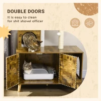PawHut Cat Tree with Litter Box Enclosure,  2-in-1 Cat Tower Litter Box Furniture Indoor, Cat Condo with Hammock, Scratching Posts Pad, Rustic Brown(m-6)