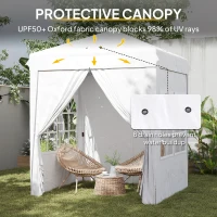Outsunny 6.7' x 6.7' Pop-Up Canopy Tent with Sidewalls, Height-Adjustable, Carry Bag Included, for Outdoor, Garden, Patio, White(m-6)