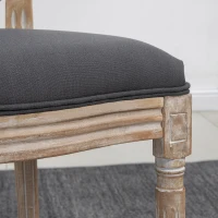 HOMCOM French-Style Upholstered Dining Chair Set, Armless Accent Side Chairs with Backrest and Linen-Touch Upholstery, Set of 2, Gray(m-8)