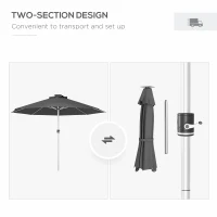 Outsunny LED Patio Umbrella, Lighted Deck Umbrella with 4 Lighting Modes, Solar & USB Charging, Charcoal Grey(m-7)