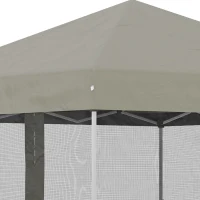 Outsunny 10' x 10' Pop-Up Party Tent Outdoor Canopy Tent with Mesh Sidewalls, 3-Level Adjustable Height, Roller Bag, Beige(m-9)