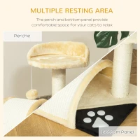 PawHut 17" Cat Scratching Tree Kitty House Kitten Activity Centre Pet Bed Post Furniture with Hanging Toy (Beige)(m-6)