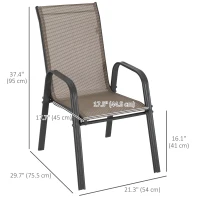 Outsunny Set of 4 Outdoor Dining Chairs, Heavy Duty Stackable Patio Dining Set with Armrests for Balcony Garden, Grey(m-3)