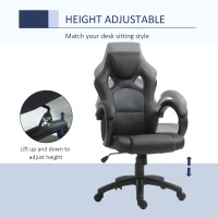 HOMCOM Racing Gaming Chair Office Chair Computer Desk Gamer Chair with Swivel Wheels, Padded Headrest, Tilt Function, Grey(m-4)