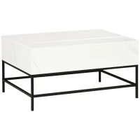 HOMCOM Modern Lift Top Coffee Table with Hidden Storage Compartment and Metal Legs, for Living Room, Home Office, White(m-11)