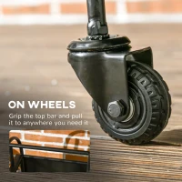 Outsunny 15" Outdoor Firewood Rack with Wheels and Tools, Heavy Duty Wood Storage Stacker, Indoor Outdoor Log Rack, Black(m-6)